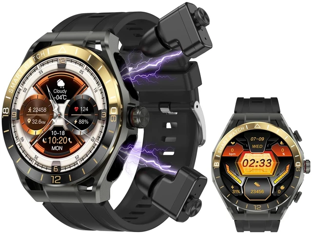 Main image of smart watch with earbuds for Men, Sports Watch with Pedometer, Bluetooth Answer and Make Calls Function, Rugged Fitness Smartwatch, Sports Fitness Tracker with Sleep, Heart Rate Monitoring Function