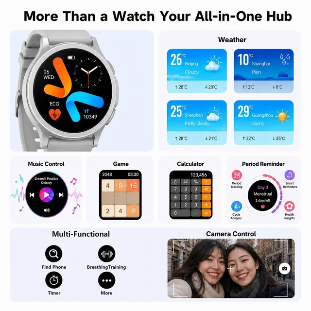 Alt view image 5 of 7 - H16 Smart Watch for Men Women (Answer/Calls), IP68 Waterproof,1.43" HD Fitness Tracker,150+ Sports Modes, Heart Rate/SpO2/Blood Pressure/Sleep Monitor, Smartwatches for Android iPhones