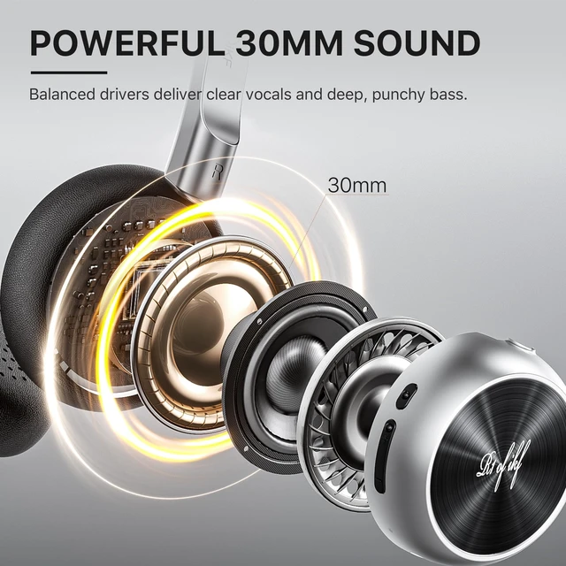 Alt view image 5 of 7 - R1 Retro Wireless Bluetooth Headphones, 60H Playtime, Comfortable Fit 38ms Low Latency, Multipoint Connect, Built-in Mic, App Customize, Multiple Color, Throwback 80s 90s, Daily
