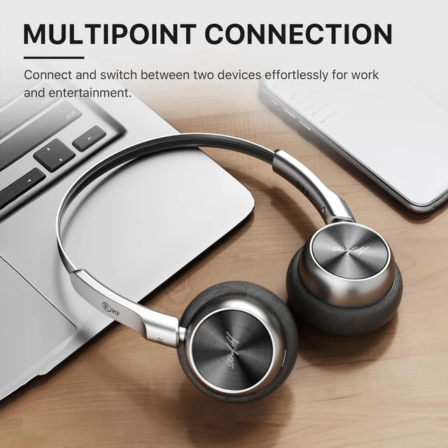 Alt view image 7 of 7 - R1 Retro Wireless Bluetooth Headphones, 60H Playtime, Comfortable Fit 38ms Low Latency, Multipoint Connect, Built-in Mic, App Customize, Multiple Color, Throwback 80s 90s, Daily