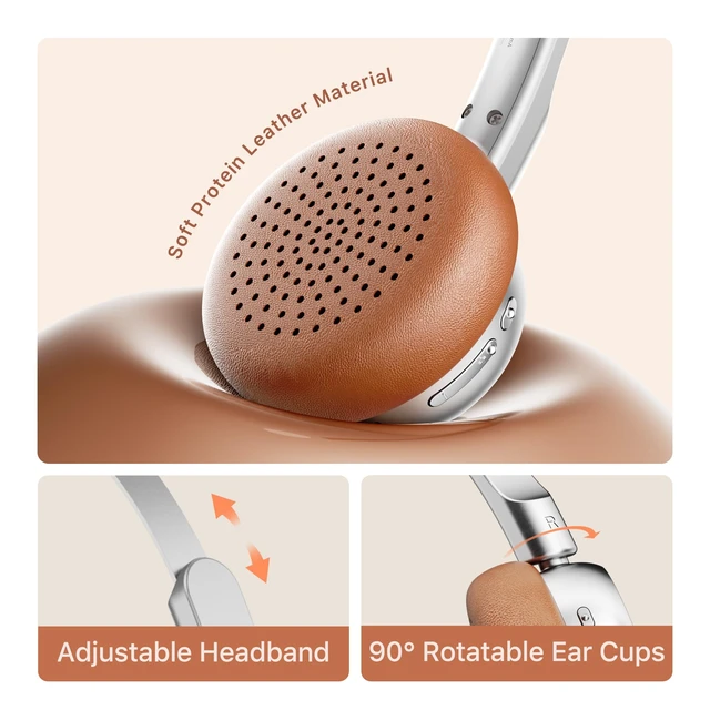 Alt view image 2 of 7 - R1 Retro Wireless Bluetooth Headphones, 60H Playtime, Comfortable Fit 38ms Low Latency, Multipoint Connect, Built-in Mic, App Customize, Multiple Color, Throwback 80s 90s, Daily