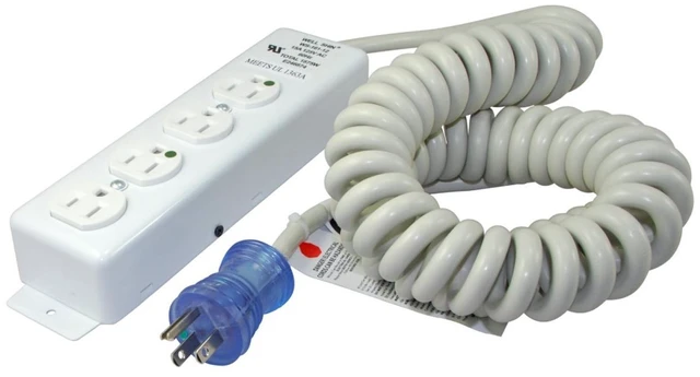 Main image of 55220-CC Up to 12-Feet 14/3 Hospital Grade Coiled Cord with Medical 4 Outlets Power Strip for Model UL1363A