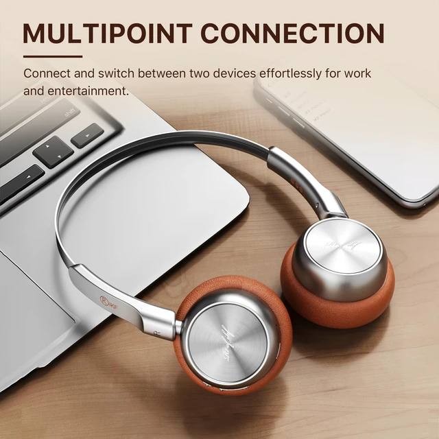 Alt view image 7 of 7 - R1 Retro Wireless Bluetooth Headphones, 60H Playtime, Comfortable Fit 38ms Low Latency, Multipoint Connect, Built-in Mic, App Customize, Multiple Color, Throwback 80s 90s, Daily