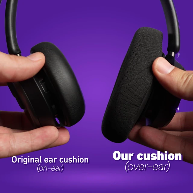 Alt view image 3 of 5 - Premium Over-Ear Cushions Compatible with EPOS Impact 860 and Impact 1000 Series, Leatherette or Fabric, with Noise Isolation, 2-Pack (Leatherette)