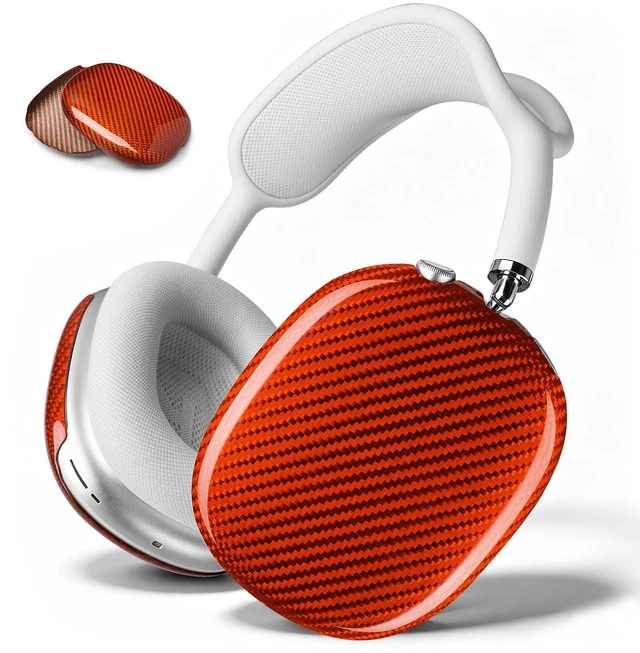 Main image of Case Cover Compatible with AirPods Max Glossy Orange Glass Fiber Glossy Ear Cups Covers,Hard Protective Anti-Scratch case Compatible with AirPods Max 2/1(Orange)
