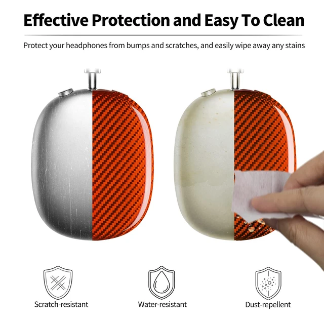 Alt view image 5 of 7 - Case Cover Compatible with AirPods Max Glossy Orange Glass Fiber Glossy Ear Cups Covers,Hard Protective Anti-Scratch case Compatible with AirPods Max 2/1(Orange)
