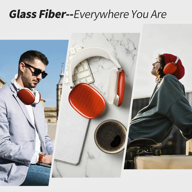 Alt view image 6 of 7 - Case Cover Compatible with AirPods Max Glossy Orange Glass Fiber Glossy Ear Cups Covers,Hard Protective Anti-Scratch case Compatible with AirPods Max 2/1(Orange)
