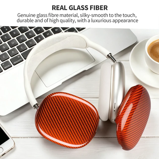 Alt view image 7 of 7 - Case Cover Compatible with AirPods Max Glossy Orange Glass Fiber Glossy Ear Cups Covers,Hard Protective Anti-Scratch case Compatible with AirPods Max 2/1(Orange)
