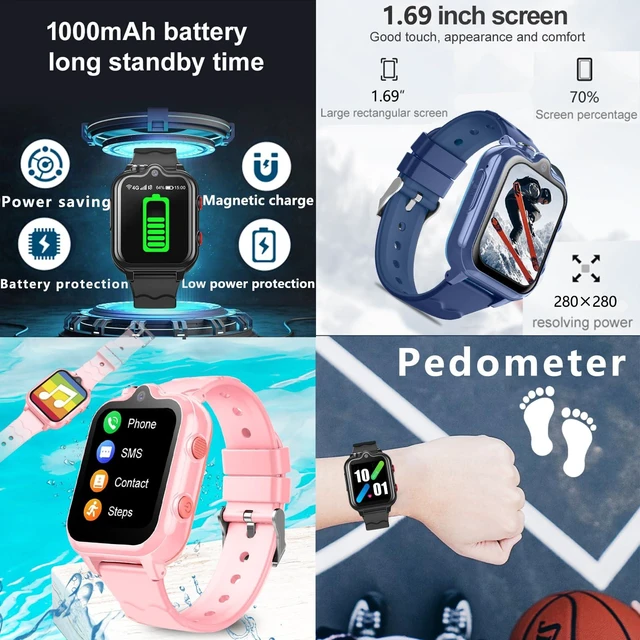Alt view image 7 of 7 - Smart Watch for Kids, 4G Kids GPS Watch with WiFi, SMS, Call, Voice Video Chat, Bluetooth, Audio Recording, Alarm, Pedometer,Birthday Gifts for 4-16 Students