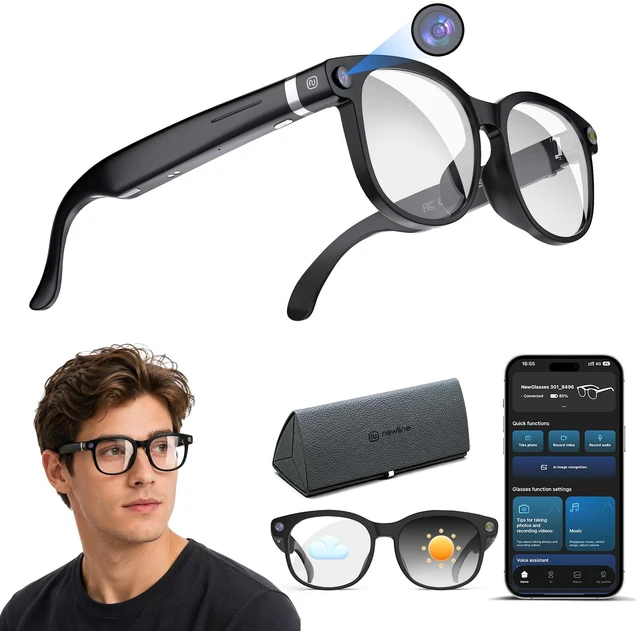 Main image of AI Smart Glasses with Camera, Bluetooth Glasses with HD Photo & Video Recording, EIS Anti-Shake, AI Translation & Object Recognition, Open-Ear Audio, Photochromic Lenses for Travel & Vlog