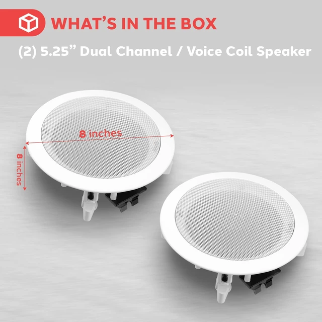 Alt view image 6 of 7 - Pair 5.25 Flush Mount in-Wall in-Ceiling 2-Way Home Speaker System Spring Loaded Quick Connections Dual Polyprone Cone Polymer Tweeter Stereo Sound 150 Watts (PDIC1651RD) White