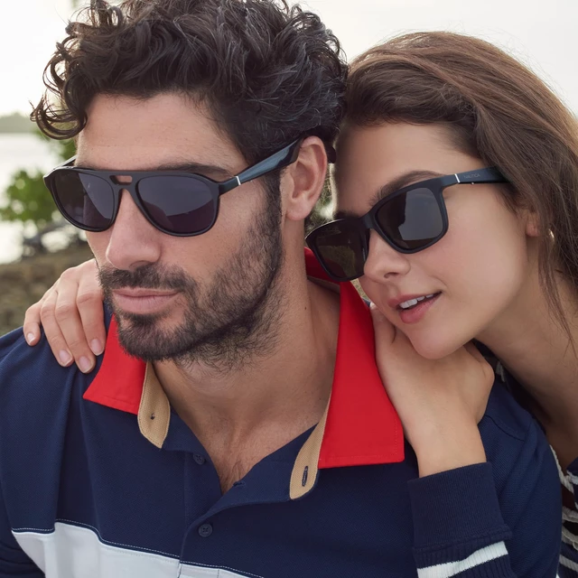 Alt view image 7 of 7 - Lucyd Commander Smart Audio Sunglasses, Open-Ear, Polarized UV400 Standard fit, polarized lenses in black & navy, AI voice assistant, wireless calls & music for daily wear