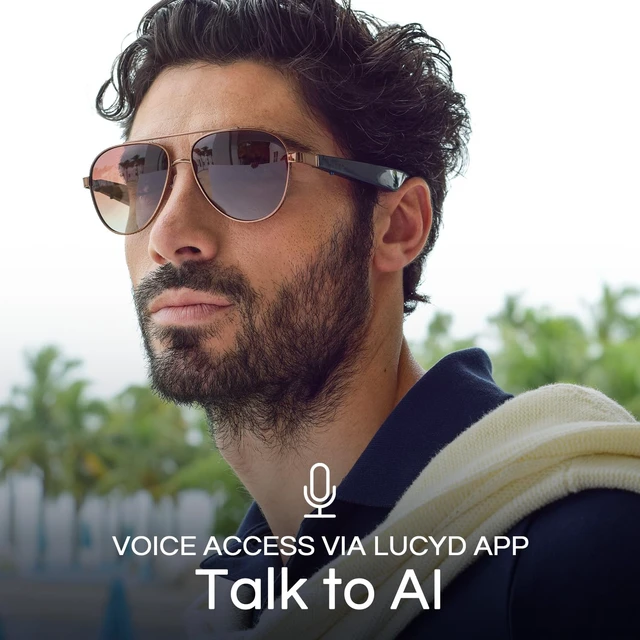 Alt view image 7 of 7 - Lucyd Admiral Smart Audio Sunglasses, Open-Ear Speakers, Polarized Wide fit, brown gradient polarized lenses, AI voice assistant, hands-free calls & music for boating & driving
