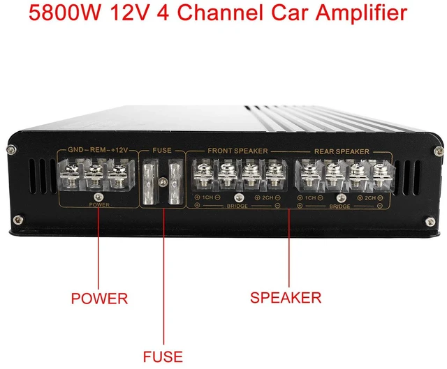 Alt view image 4 of 7 - 5800W 12V 4 Channel Car Amplifier Stereo Audio Super Bass Power Subwoofer Amp