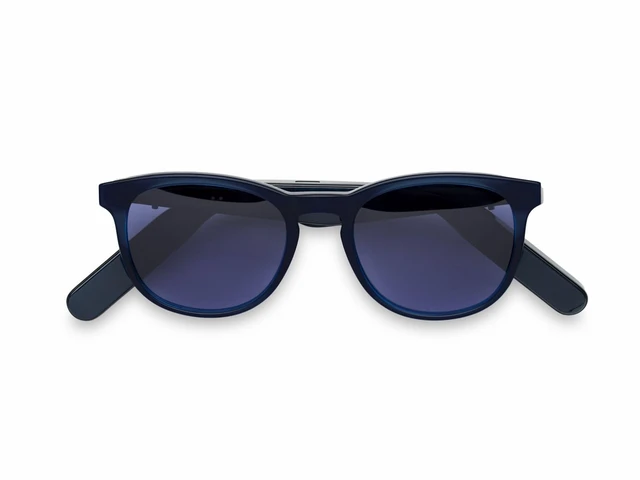 Alt view image 2 of 7 - Lucyd Tailwind Smart Sunglasses for Men & Women - Wireless Smart Glasses with Open Ear Speakers and Microphone, Polarized UV400 Lenses - Solid Navy Blue (Wide Fit)