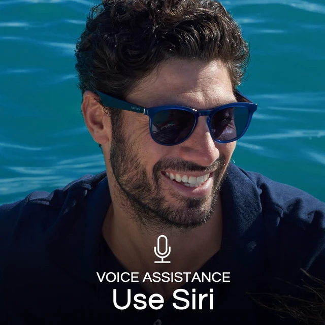 Alt view image 5 of 7 - Lucyd Tailwind Smart Sunglasses for Men & Women - Wireless Smart Glasses with Open Ear Speakers and Microphone, Polarized UV400 Lenses - Solid Navy Blue (Wide Fit)