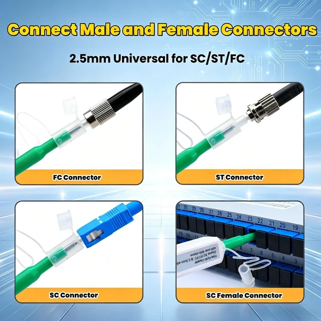 Alt view image 7 of 7 - Fiber Optic Cleaning Pen for 2.5mm SC/FC/ST Connectors, Push-Action Cleaner with Extendable Probe, UPC/APC Compatible, 800+ Cleans, ESD-Safe - 10 Pack
