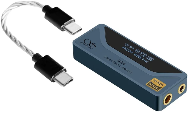 Main image of UA4 Headphone Amplifier,Portable USB DAC AMP,Support MQA 16X,768kHz DSD512,High Driving Power for Android/iOS/Mac/Windows,dongle Volume Control,3.5/4.4mm up to 237mW@32 Output (Blue)