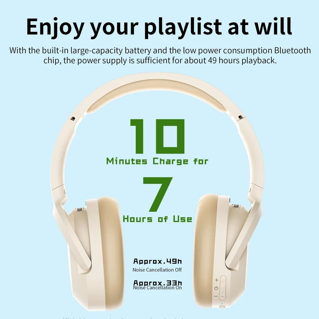 Alt view image 5 of 6 - W820NB Plus Over-Ear Active Noise Cancelling Headphones, Clear Calls with Deep Noise Reduction,Bluetooth Headphones with LDAC for Hi Res Wireless Audio Comfortable Fit,Bluetooth 5.2