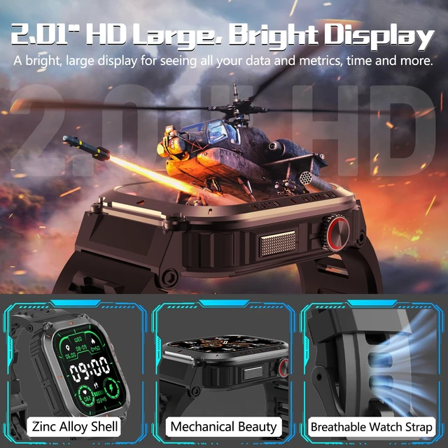 Alt view image 6 of 7 - Smart Watch for Men, Military GPS Smartwatches with Call/Text, Health Monitor(Heart Rate/SpO2/Sleep), Compass/Altitude/Barometer, Outdoor Fitness Tracker for iPhone/Android(with GPS, Black)