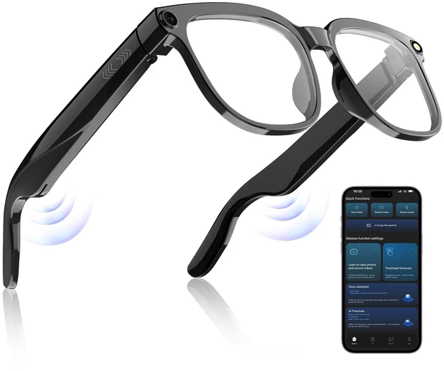 Main image of AI Smart Glasses with Camera for Men and Women,8MP HD Bluetooth Camera Glasses, Replaceable Lenses/Real-Time Translation/Voice Control,Music Playback for Travel/Outdoor/Business (Transparent)