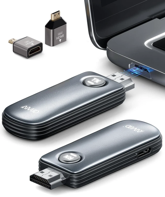 Main image of HDMI Wireless Transmitter and Receiver, 4K Input 1080P@60Hz Output Video/Audio Extender Kit, 5GHz Low Latency Plug & Play Casting for Laptop PC Camera STB to TV Projector Monitor, 165FT/50M