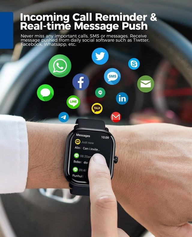 Alt view image 3 of 7 - Smartwatch(Answer/Make Call), AMOLED Smart Watches for Women with 100+ Sport Modes/Blood Pressure/Heart Rate Monitor,IP68 Waterproof Fitness Tracker Compatible with iOS and Android (Black, 1.96)