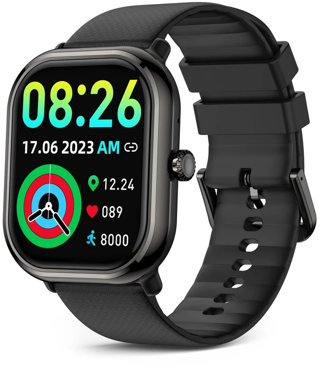 Main image of Smartwatch(Answer/Make Call), AMOLED Smart Watches for Women with 100+ Sport Modes/Blood Pressure/Heart Rate Monitor,IP68 Waterproof Fitness Tracker Compatible with iOS and Android (Black, 1.96)