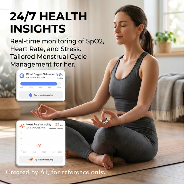 Alt view image 7 of 7 - Smart Ring for Women, Health & Sleep Tracker, Menstrual Cycle (11#) Tracks heart rate, sleep, SpO2, steps and menstrual cycle. Slim IP68 waterproof design; no subscription; iOS and Android