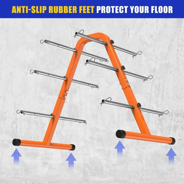 Alt view image 7 of 7 - Portable Wire Spool Rack, Cable Dispenser with 6 Adjustable Rods Heavy-Duty Spool Rack Holder for Efficient Storage & Dispensing, 8" Max Capacity, Orange