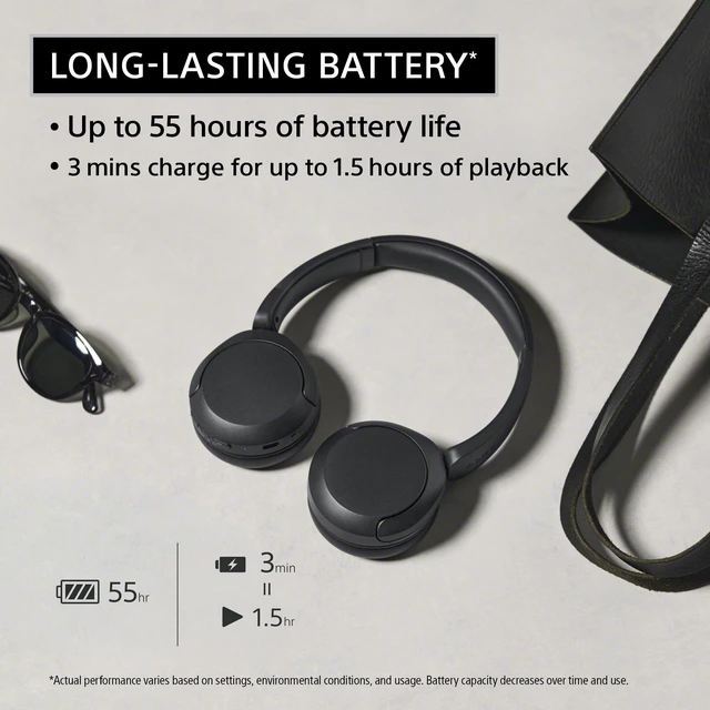Alt view image 2 of 7 - WH-CH530 Wireless On-Ear Bluetooth Headphones with Microphone, Black Comfortable Lightweight Design, Up to 55 Hrs Battery with Quick Charging, Multipoint Connection, Clear Calls, Swivel design