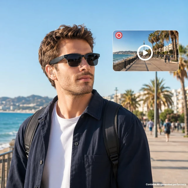 Alt view image 7 of 7 - Smart Camera Glasses, 8MP POV Video and Bluetooth Audio,Bluelight 8MP POV recording with blue light lenses, WiFi transfer and open-ear audio for work, commuting and everyday moments