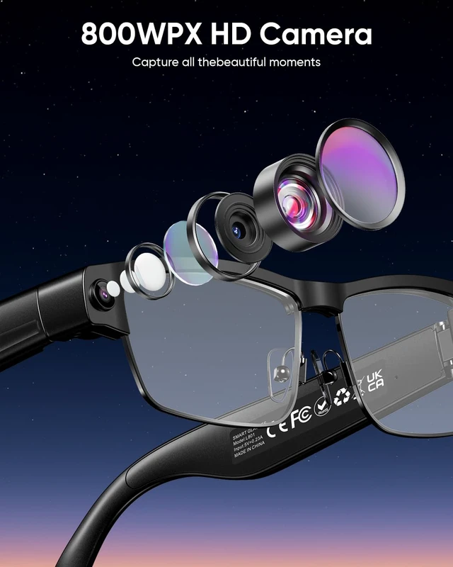 Alt view image 2 of 7 - Smart Glasses with Camera and Bluetooth for Men & Women with 160+Languages 4K Glasses and Video Recording Dual Mic with Chat GPT, Voice ControlReal-Time Translation,Meeting,Driver,Travel