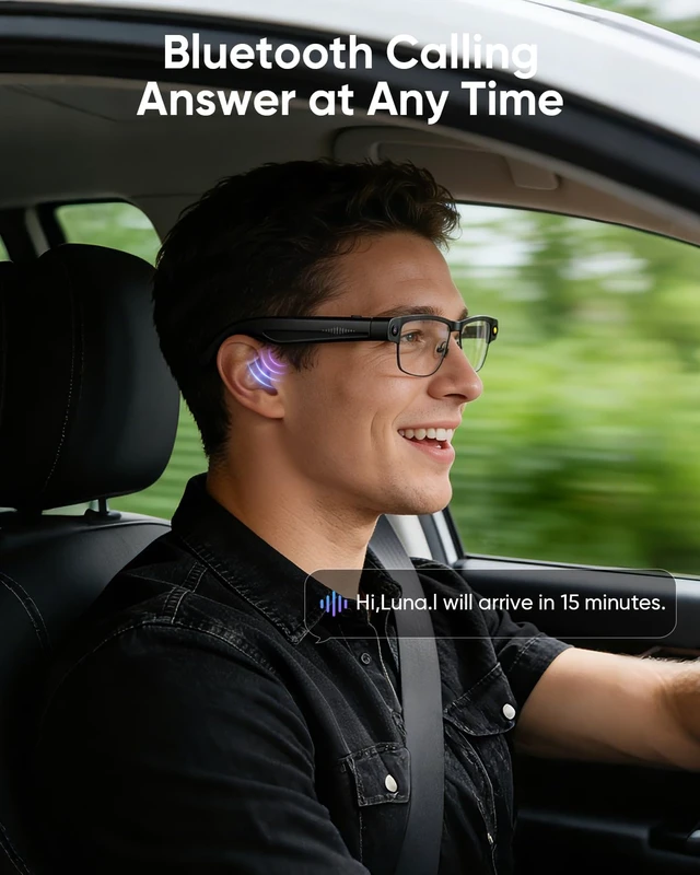 Alt view image 5 of 7 - Smart Glasses with Camera and Bluetooth for Men & Women with 160+Languages 4K Glasses and Video Recording Dual Mic with Chat GPT, Voice ControlReal-Time Translation,Meeting,Driver,Travel