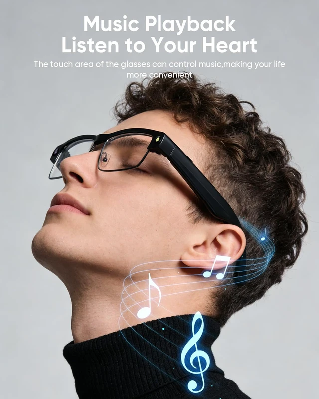 Alt view image 7 of 7 - Smart Glasses with Camera and Bluetooth for Men & Women with 160+Languages 4K Glasses and Video Recording Dual Mic with Chat GPT, Voice ControlReal-Time Translation,Meeting,Driver,Travel