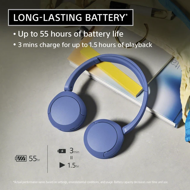 Alt view image 2 of 7 - WH-CH530 Wireless On-Ear Bluetooth Headphones with Microphone, Cobalt Comfortable Lightweight Design, Up to 55 Hrs Battery with Quick Charging, Multipoint Connection, Clear Calls, Swivel design