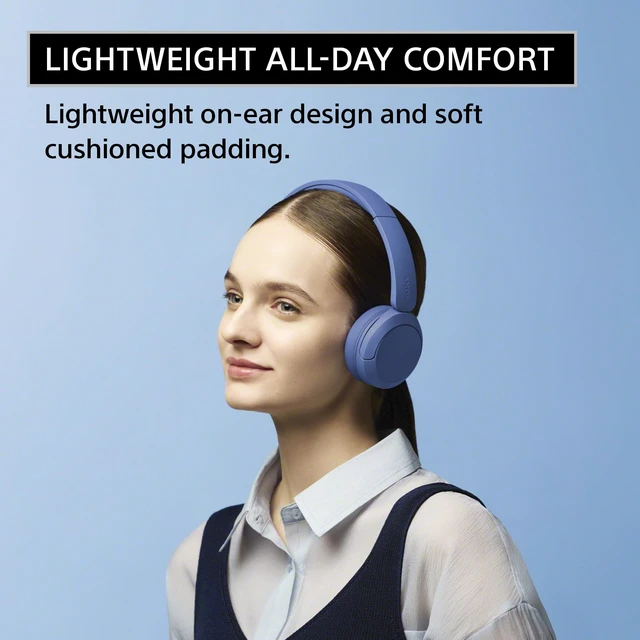 Alt view image 3 of 7 - WH-CH530 Wireless On-Ear Bluetooth Headphones with Microphone, Cobalt Comfortable Lightweight Design, Up to 55 Hrs Battery with Quick Charging, Multipoint Connection, Clear Calls, Swivel design