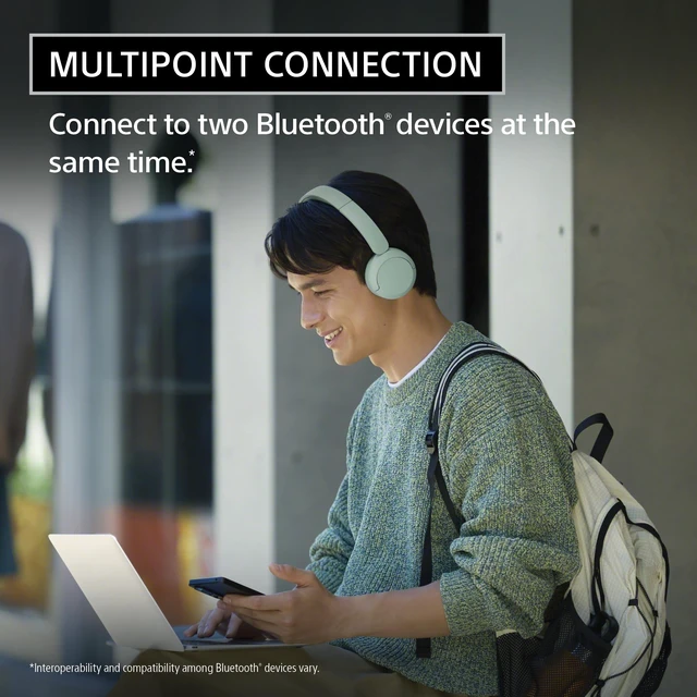 Alt view image 5 of 7 - WH-CH530 Wireless On-Ear Bluetooth Headphones with Microphone, Mint Comfortable Lightweight Design, Up to 55 Hrs Battery with Quick Charging, Multipoint Connection, Clear Calls, Swivel design