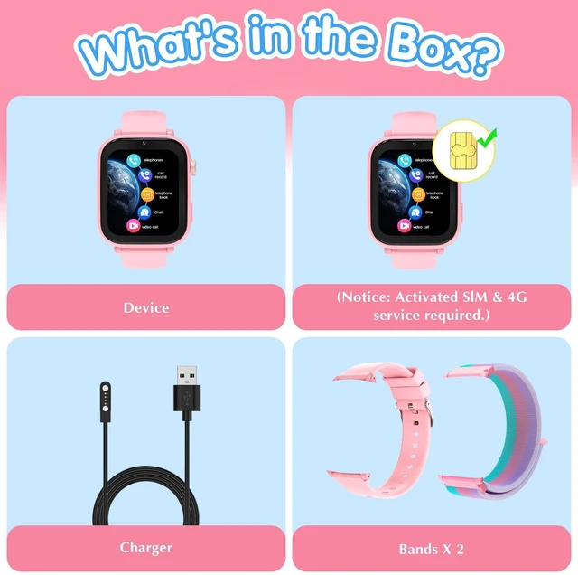 Alt view image 6 of 7 - Kids Smart Watch 4G with GPS Tracker for Boys Girls, Smartwatch for Kids Vioce Video Call SOS for Children 4-12 Bithday Gift