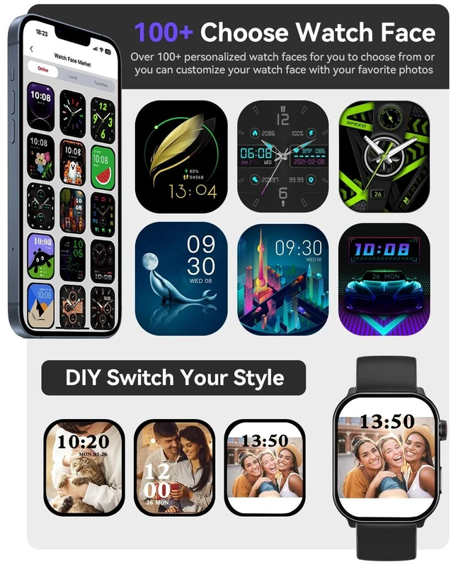 Alt view image 4 of 7 - Smart Watch (Answer/Make Call), 2.1" Curved AMOLED Screen Smartwatch for Men Women, 100+ Sport Modes Fitness Tracker, Heart Rate Sleep SpO2 Monitor, IP68 Activity Trackers, Android and iOS Compatible