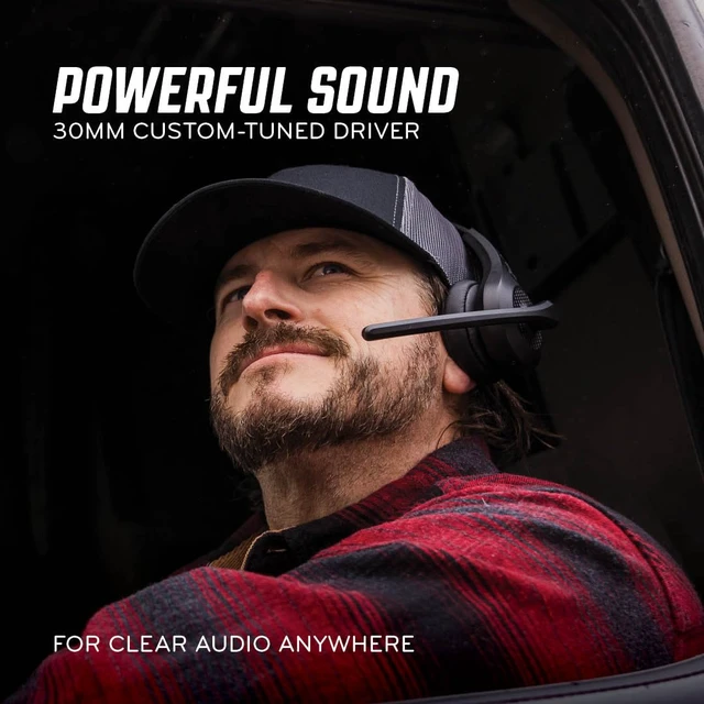 Alt view image 7 of 7 - RW1 Bluetooth Trucker Headset ENC Mic, Volume Controls Right/Left Wear, 30+ Hour Battery Life, 100ft Wireless Range, IP54 Water Resistant, Noise Cancelling Microphone, On-Ear Fit