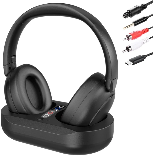 Main image of Wireless Headphones for TV Watching with Charging Dock, Easy Setup & Comfortable Fit for Seniors, No Audio Delay Blutooth Headphones Headset (Black)
