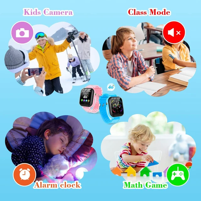 Alt view image 6 of 7 - Smart Watch for Kids, 4G Kids Phone Smartwatch with GPS Tracker, WiFi SMS, Call, Voice Video Chat, Bluetooth, Audio Recording, Alarm, Pedometer, Wrist Watch for 4-16 Boys Girls Birthday Gifts