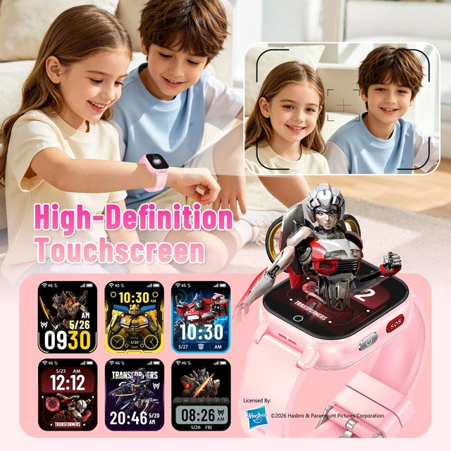 Alt view image 6 of 7 - 4G Kids Smart Watch Phone, GPS, Video Call, Waterproof - Pink Smartwatch for Boys Girls Ages 4-12, Class Mode, SOS, Camera, Alarm, Touch Screen, Gifts with Bonus Woven Strap & SIM Card