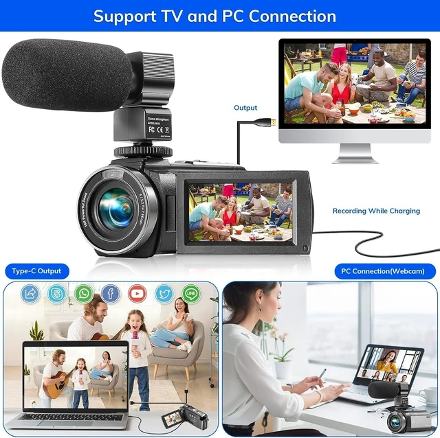 Alt view image 3 of 7 - Camcorder FHD 1080P Video Camera for YouTube with 30FPS 36MP 3.0 Inch 270 Degree Rotation LCD, 16X Digital Zoom Vlogging Camera for Beginners with 2 Batteries Microphone, Remote, Stabilizer, Lens Hood