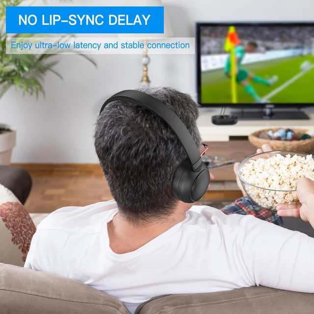 Alt view image 6 of 7 - Wireless Headphones for TV Watching with Charging Dock, Easy Setup & Comfortable Fit for Seniors, No Audio Delay Blutooth Headphones Headset (Black)