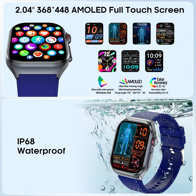 Alt view image 6 of 7 - Smart Watch for Women Men, Blood Pressure, Heart Rate, Blood Oxygen,Sleep & Stress Monitoring, Bluetooth Call,130+ Sports Modes, AI Voice Assistant, IP68 Waterproof (Blue)