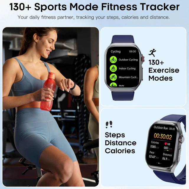 Alt view image 4 of 7 - Smart Watch for Women Men, Blood Pressure, Heart Rate, Blood Oxygen,Sleep & Stress Monitoring, Bluetooth Call,130+ Sports Modes, AI Voice Assistant, IP68 Waterproof (Blue)