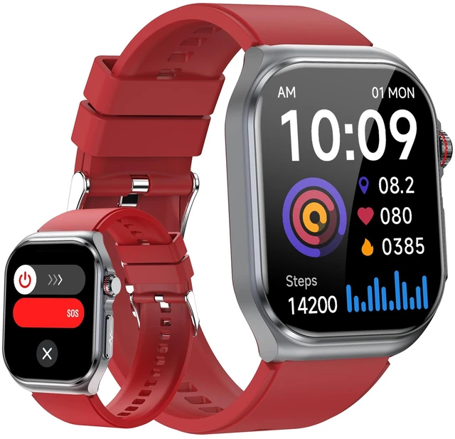 Main image of Smart Watch for Women Men, Blood Pressure, Heart Rate, Blood Oxygen,Sleep & Stress Monitoring, Bluetooth Call,130+ Sports Modes, AI Voice Assistant, IP68 Waterproof (Red)