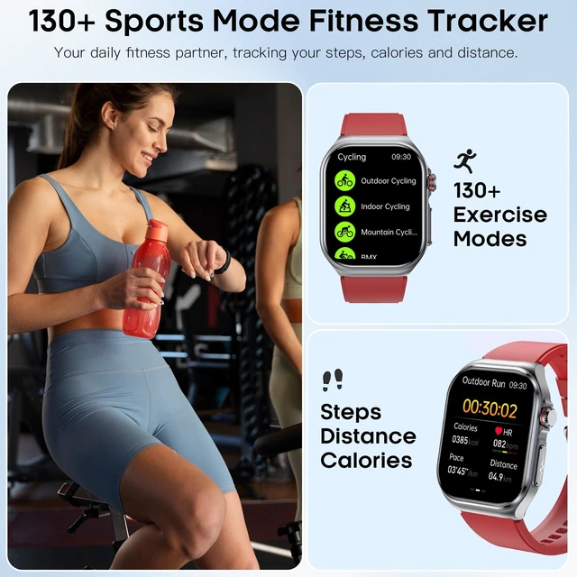 Alt view image 4 of 7 - Smart Watch for Women Men, Blood Pressure, Heart Rate, Blood Oxygen,Sleep & Stress Monitoring, Bluetooth Call,130+ Sports Modes, AI Voice Assistant, IP68 Waterproof (Red)